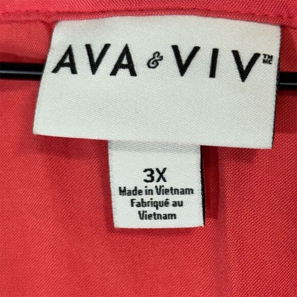 Ava & Viv Coral Pink Button-Front Blouse Tunic Top 3X Lightweight Minimalist - Picture 6 of 7